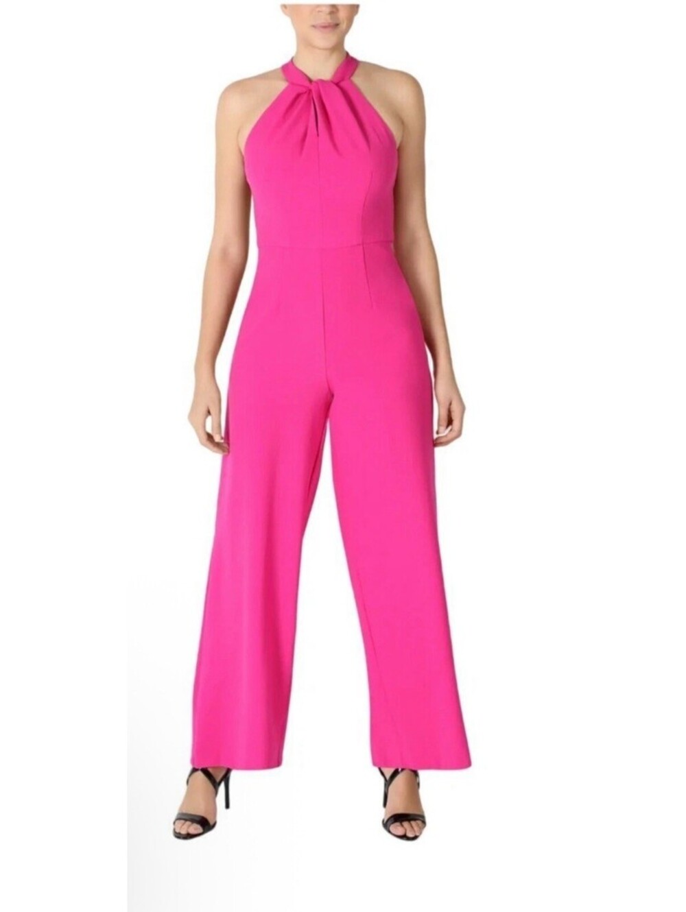 Julia Jordan NWT Knot Neck Neon Pink Halter Jumpsuit 12